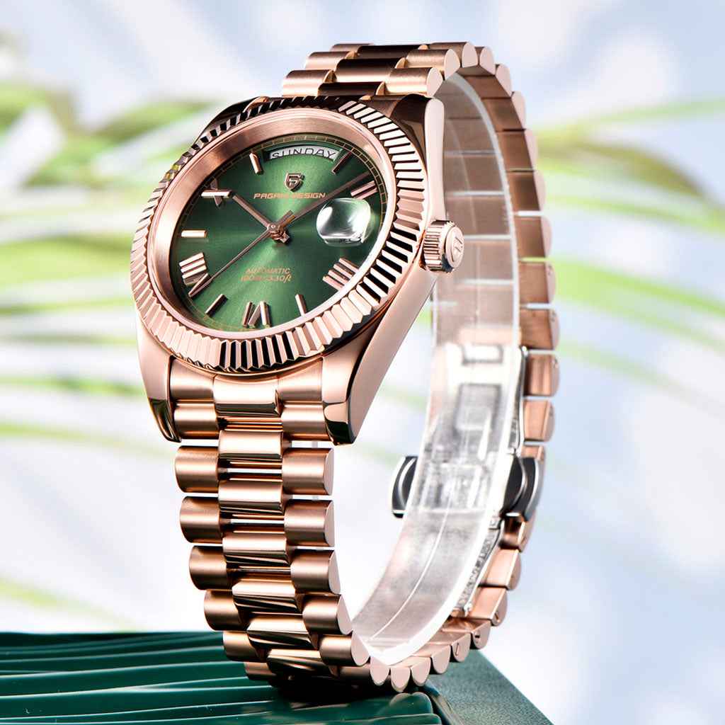 PGN Design London Rose Gold Green rose gold watch - product photo