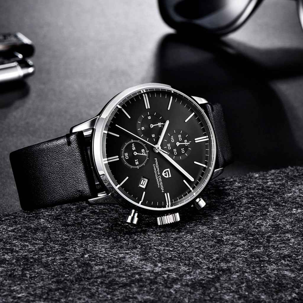 PGN Design Rouen Silver Black Classic Edition white watch - product photo