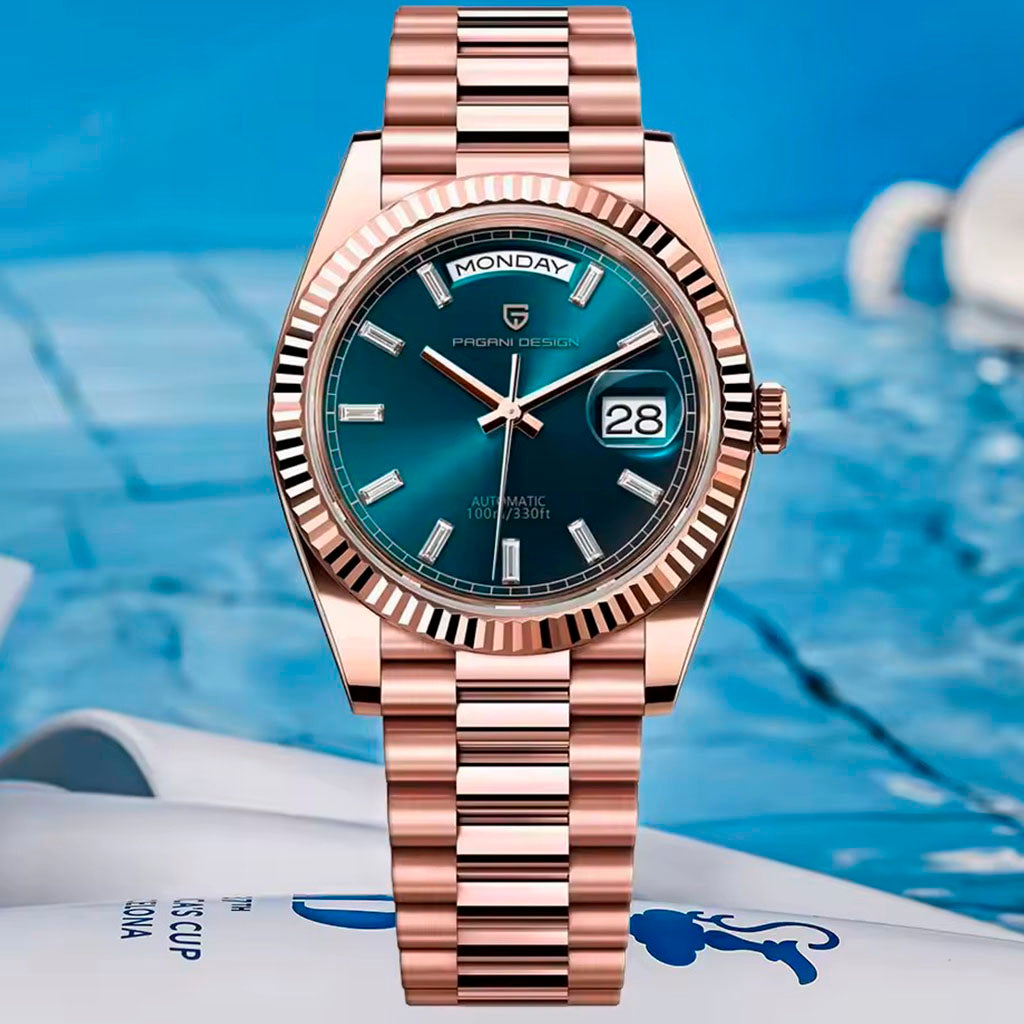 PGN Design London Rose Blue rose gold watch - product photo