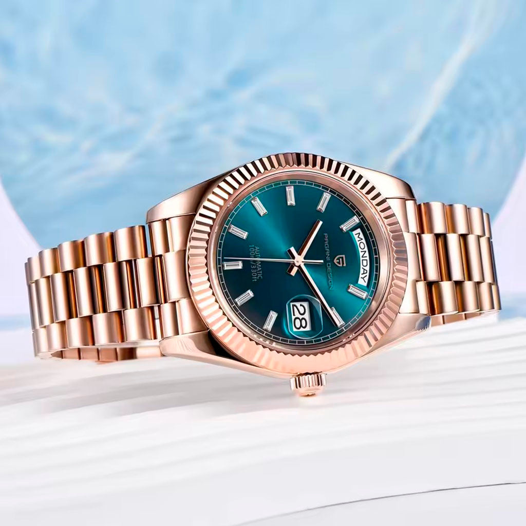 PGN Design London Rose Blue rose gold watch - product photo