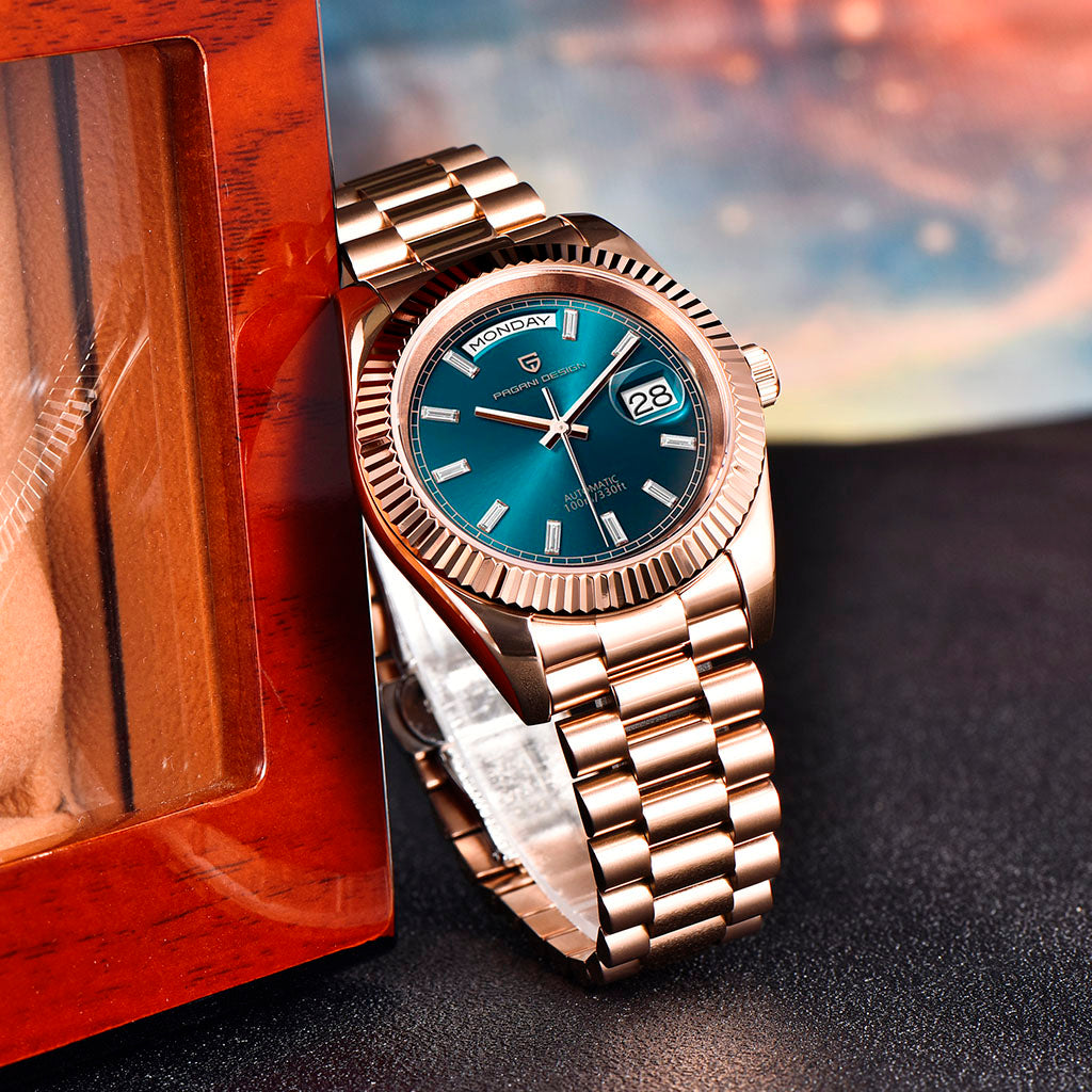PGN Design London Rose Blue rose gold watch - product photo