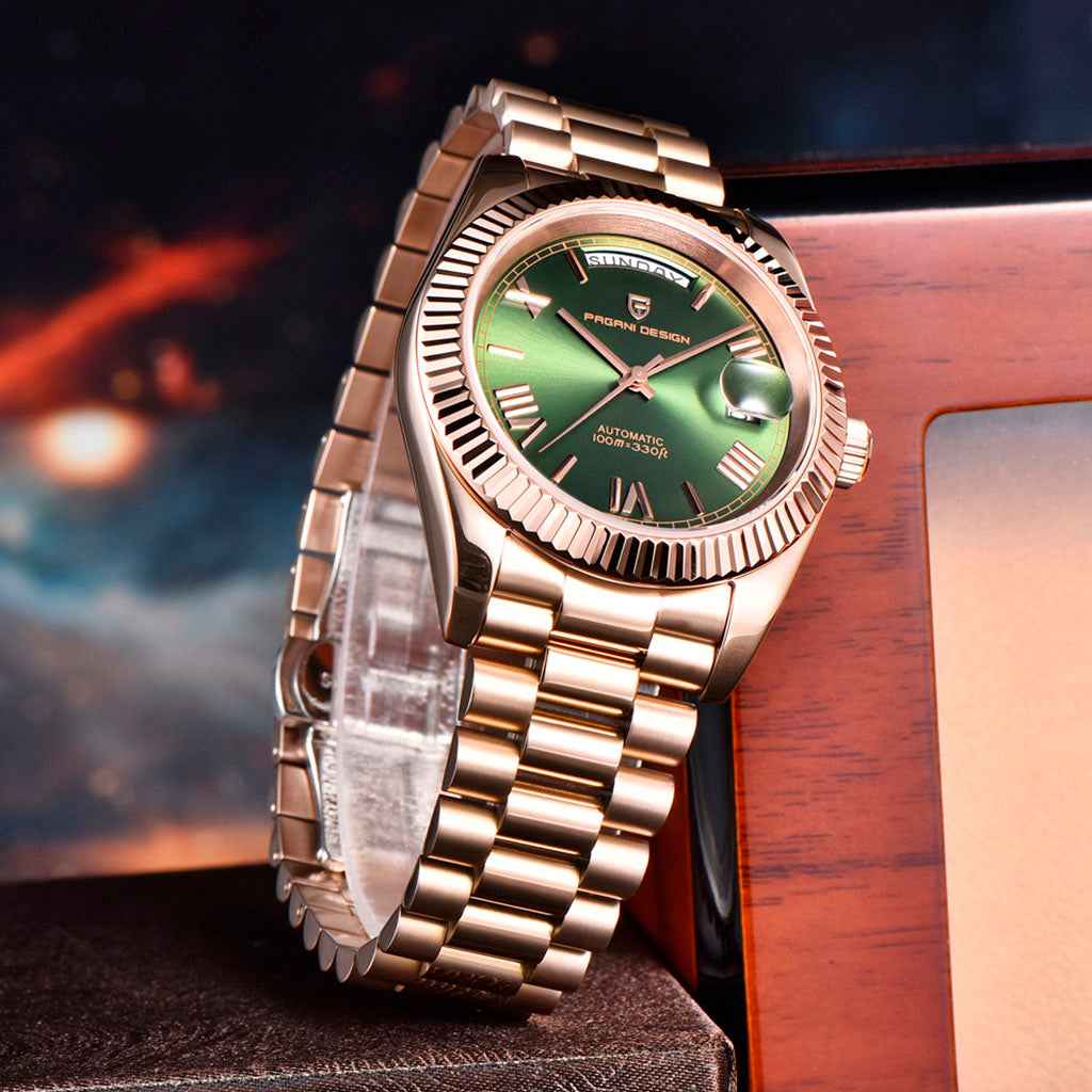 PGN Design London Rose Gold Green rose gold watch - product photo
