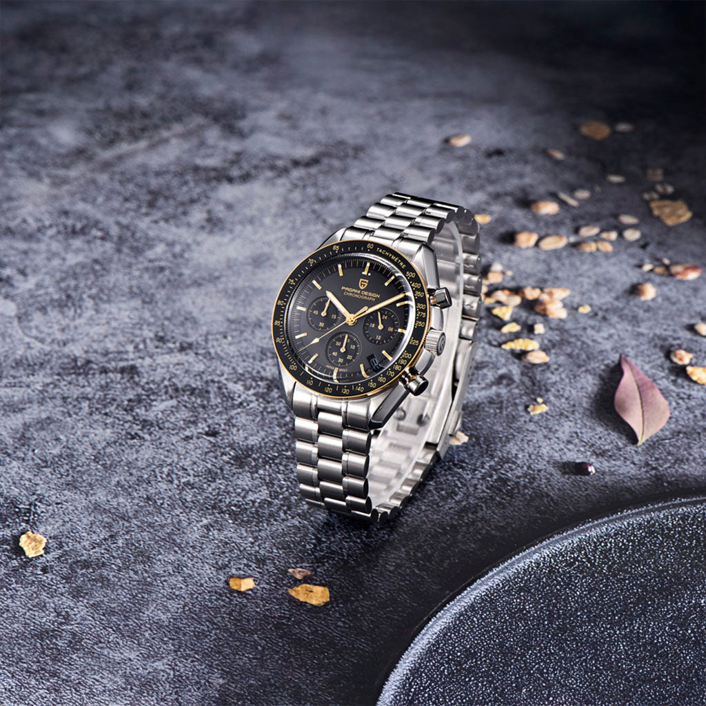 PGN Design Lorenzo Golden Black gold watch - product photo