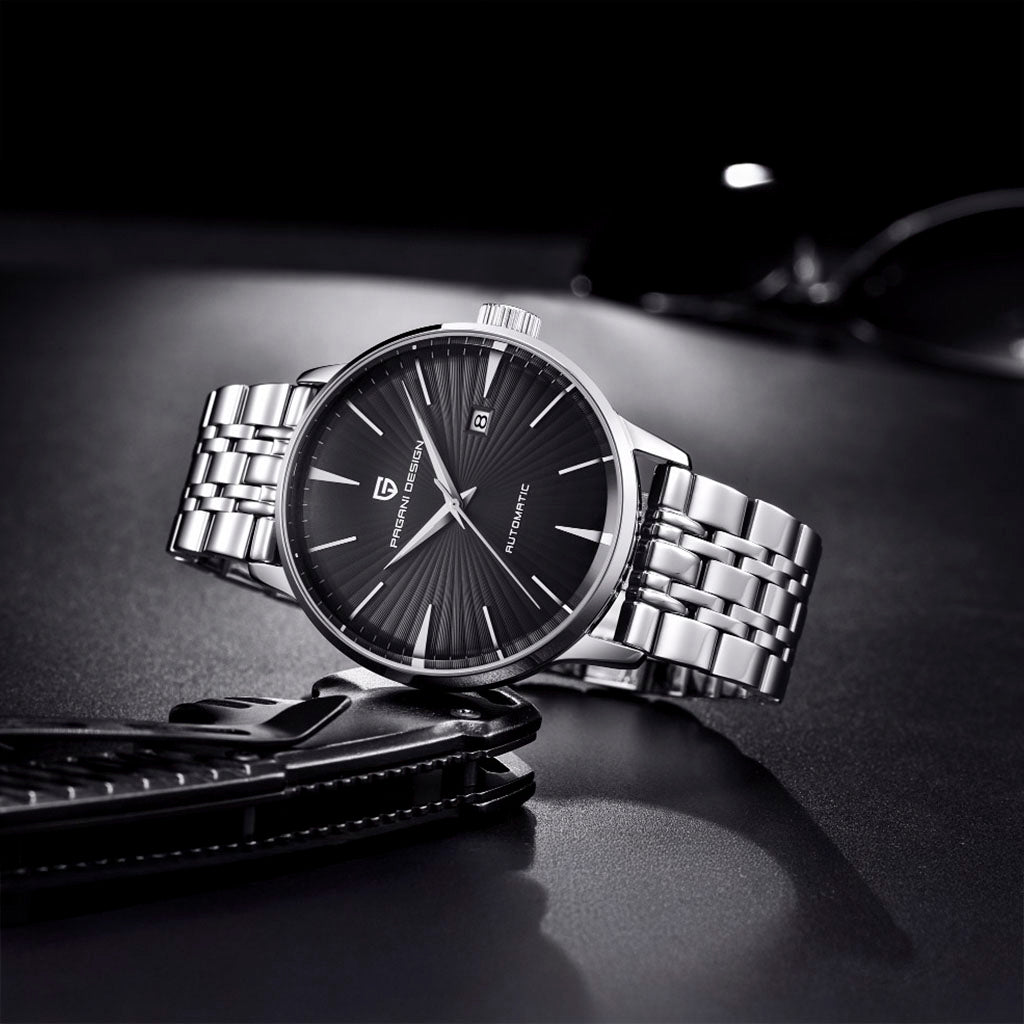 PGN Design Lugano Black steel watch - product photo