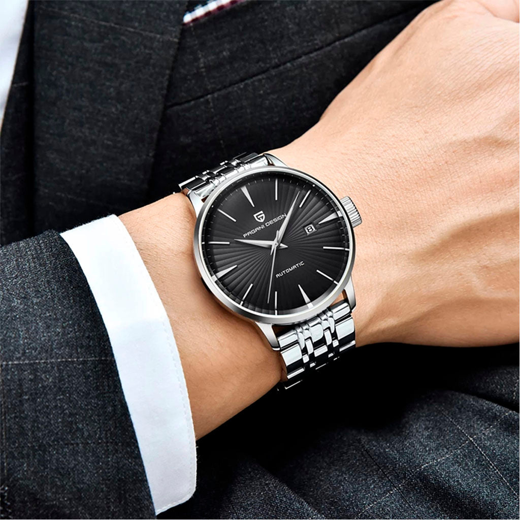 PGN Design Lugano Black steel watch - product photo