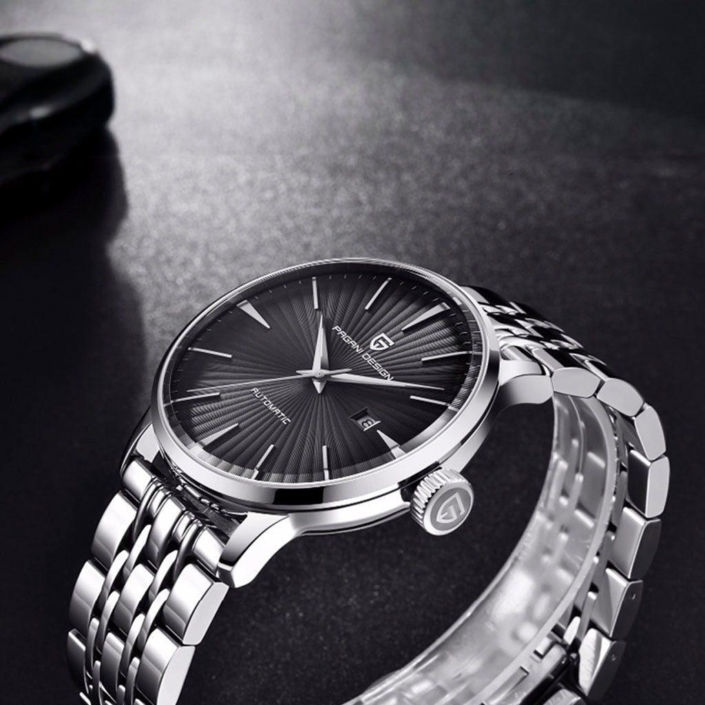 PGN Design Lugano Black steel watch - product photo