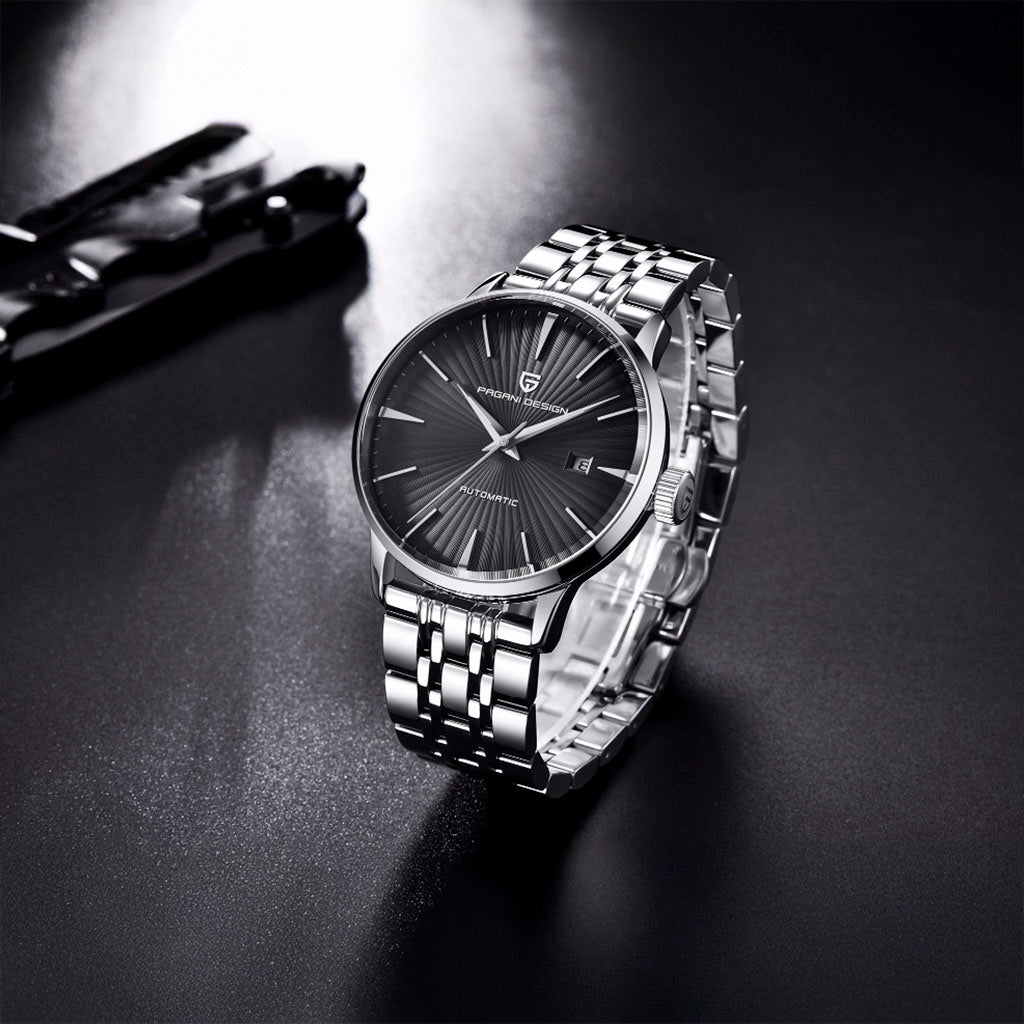 PGN Design Lugano Black steel watch - product photo
