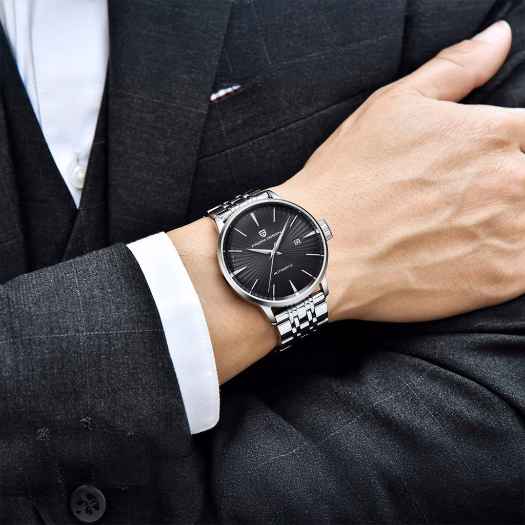 PGN Design Lugano Black steel watch - product photo