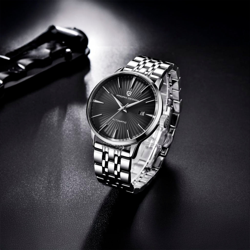 PGN Design Lugano Black steel watch - product photo