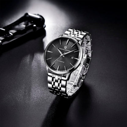 PGN Design Lugano Black steel watch - product photo