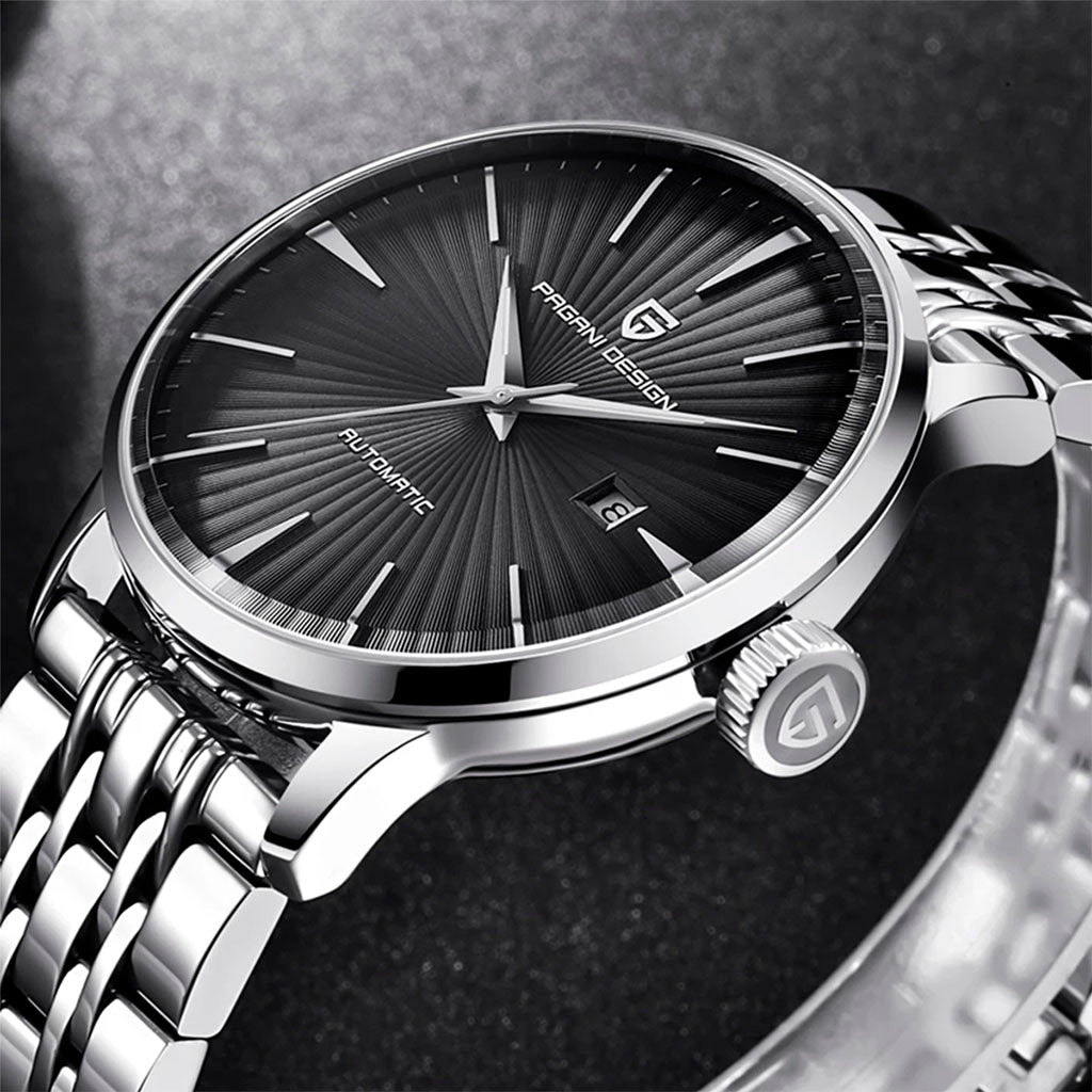PGN Design Lugano Black steel watch - product photo