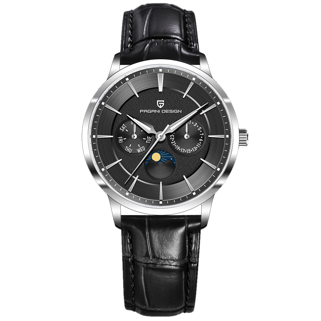 PGN Design Martin Black Classic Edition black watch - dial close-up