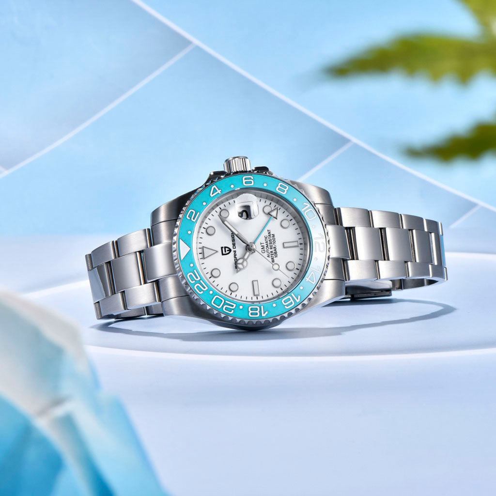 PGN Design Pantheon Turquoise steel watch - product photo
