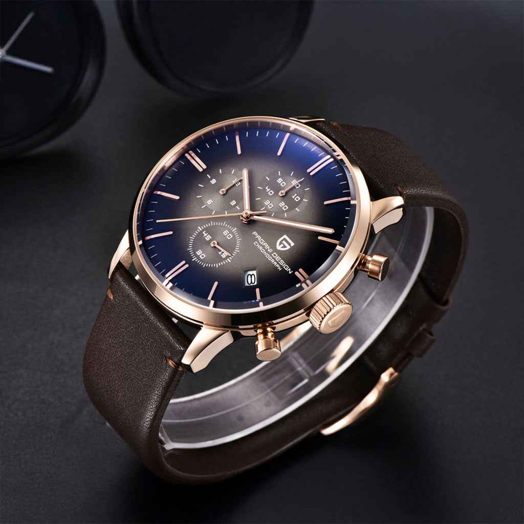 PGN Design Rouen Black Gold Classic Edition gold watch - product photo