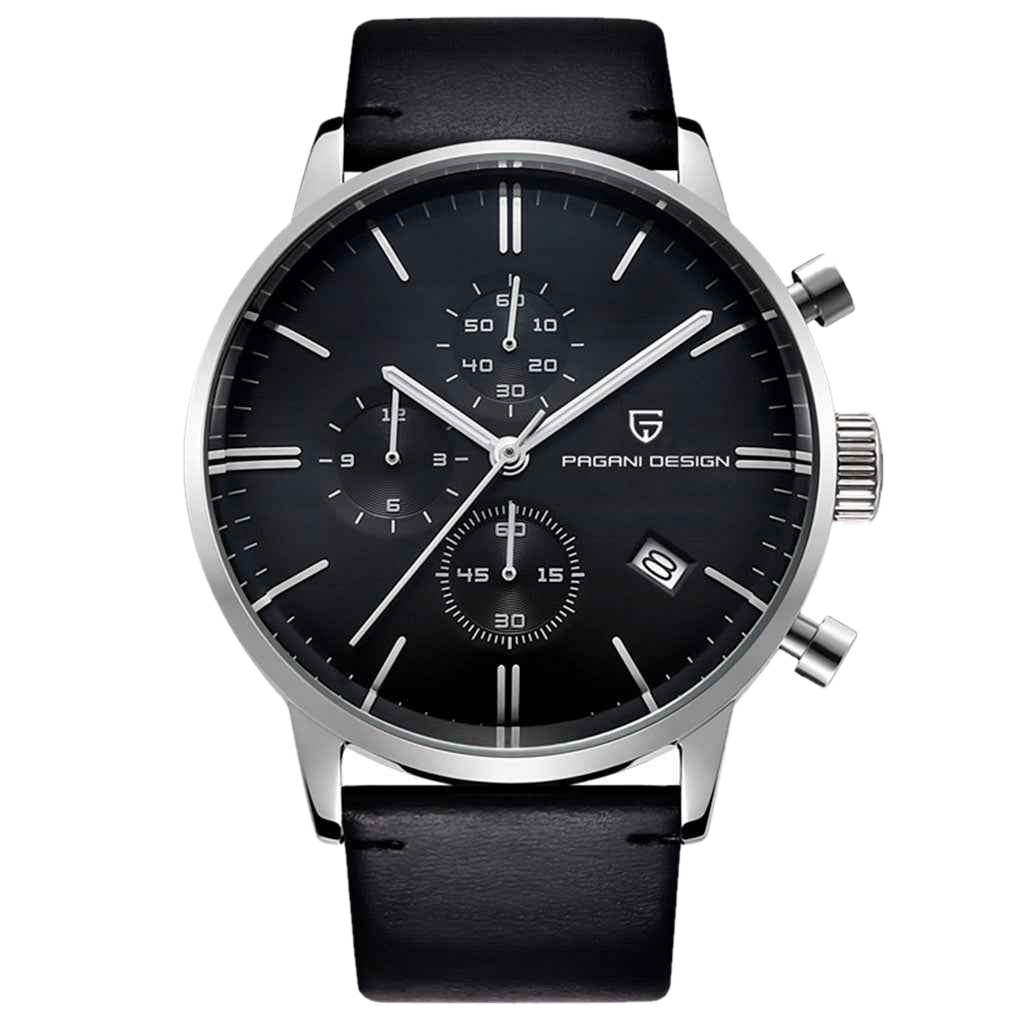 PGN Design Rouen Silver Black Classic Edition white watch - product photo