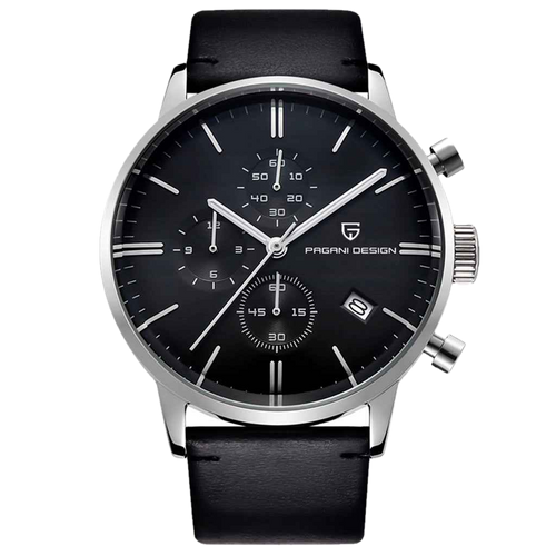 PGN Design Rouen Silver Black Classic Edition white watch - product photo