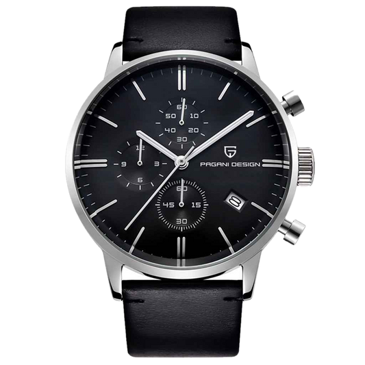 PGN Design Rouen Silver Black Classic Edition white watch - product photo