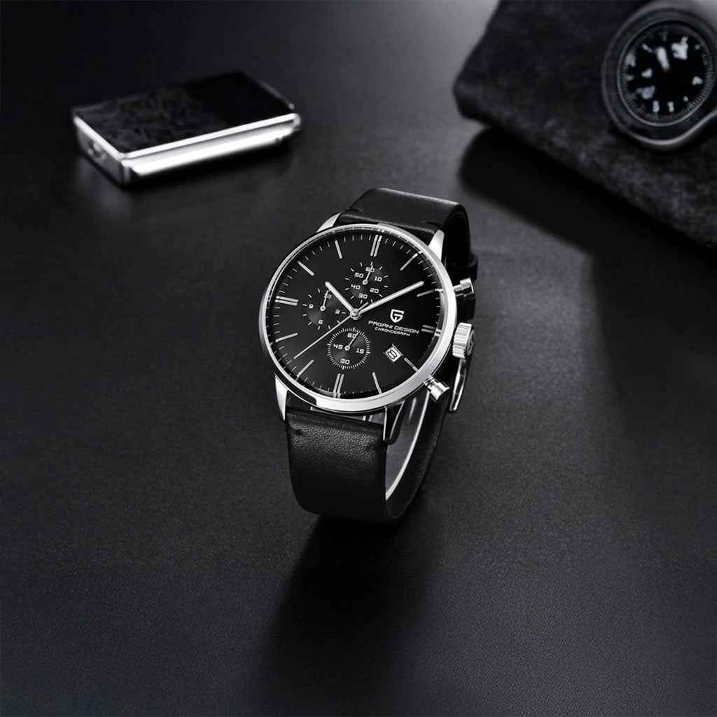 PGN Design Rouen Silver Black Classic Edition white watch - product photo