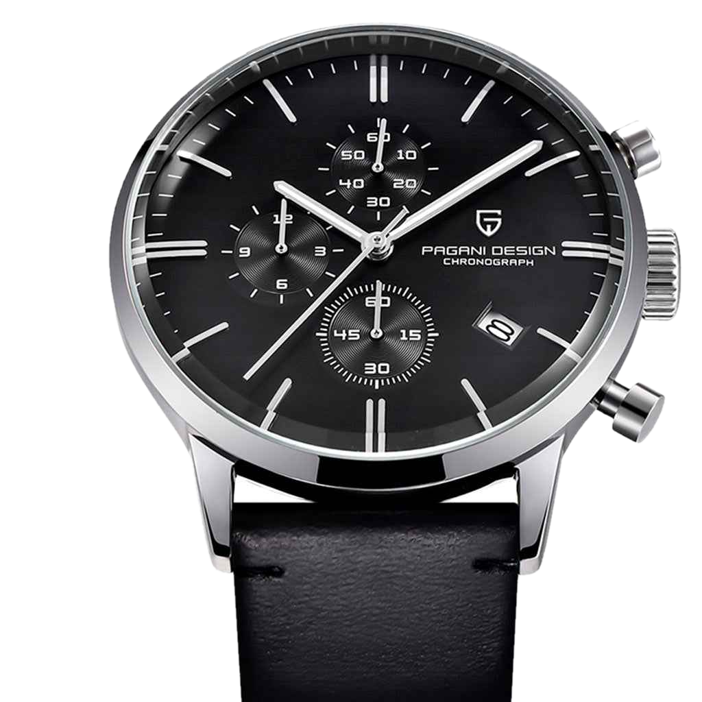 PGN Design Rouen Silver Black Classic Edition white watch - product photo
