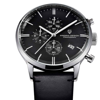 PGN Design Rouen Silver Black Classic Edition white watch - product photo