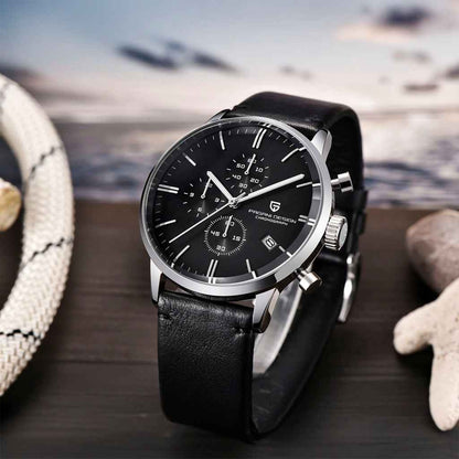PGN Design Rouen Silver Black Classic Edition white watch - product photo