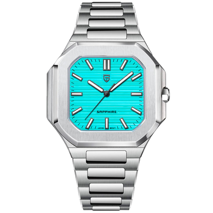 PGN Design Square Turquoise steel watch - product photo