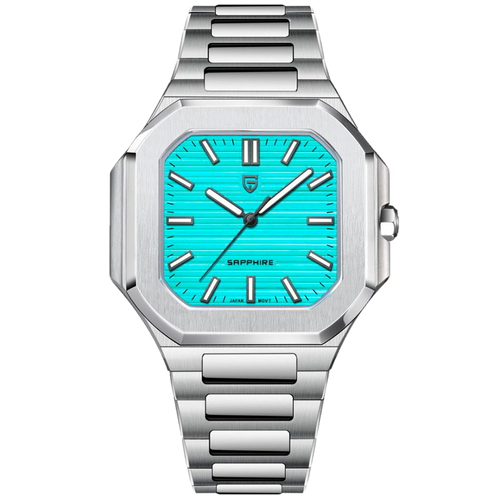 PGN Design Square Turquoise steel watch - product photo