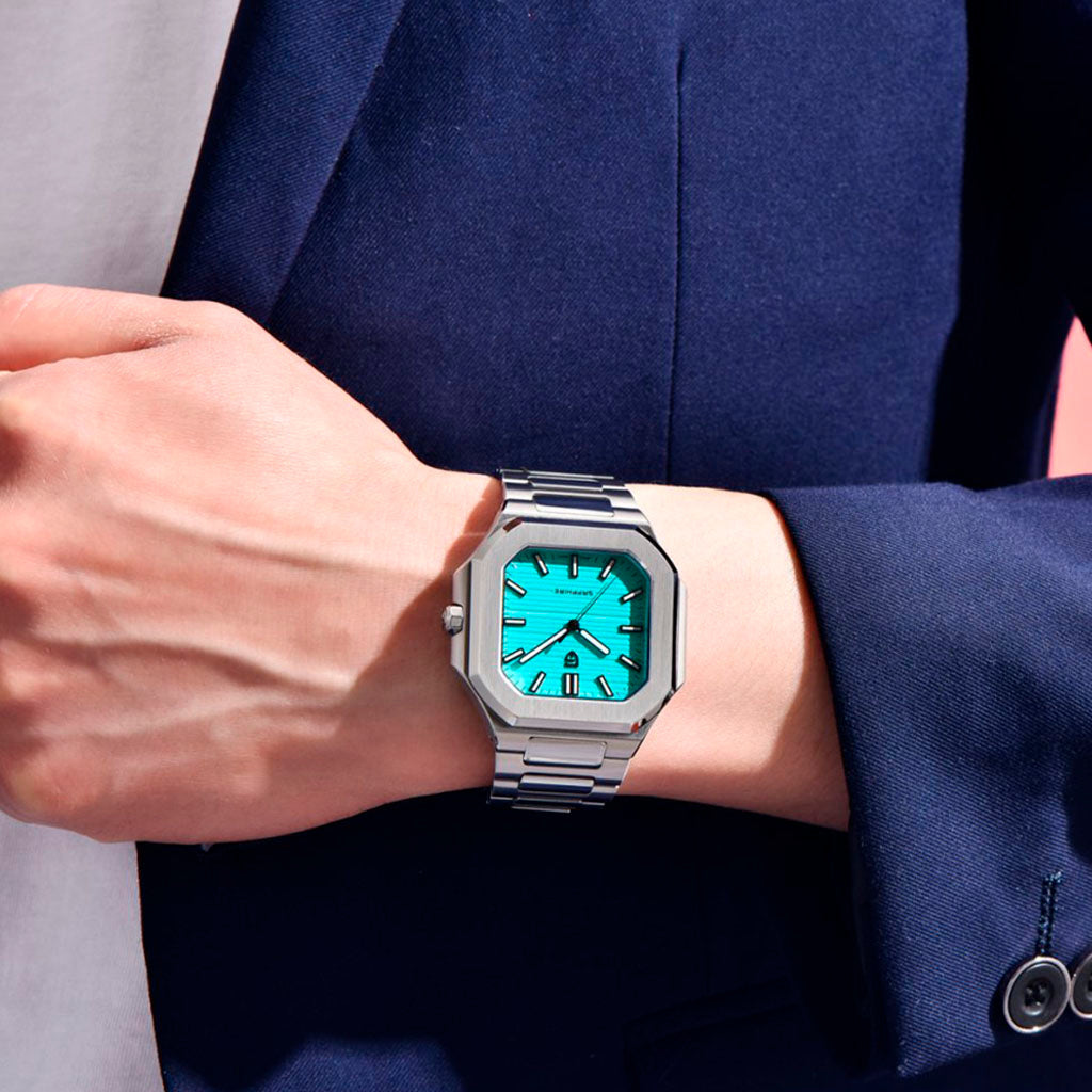 PGN Design Square Turquoise steel watch - product photo