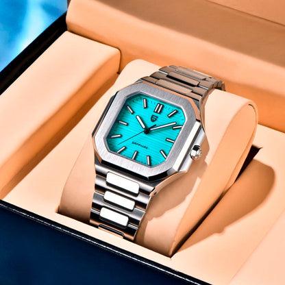 PGN Design Square Turquoise steel watch - product photo