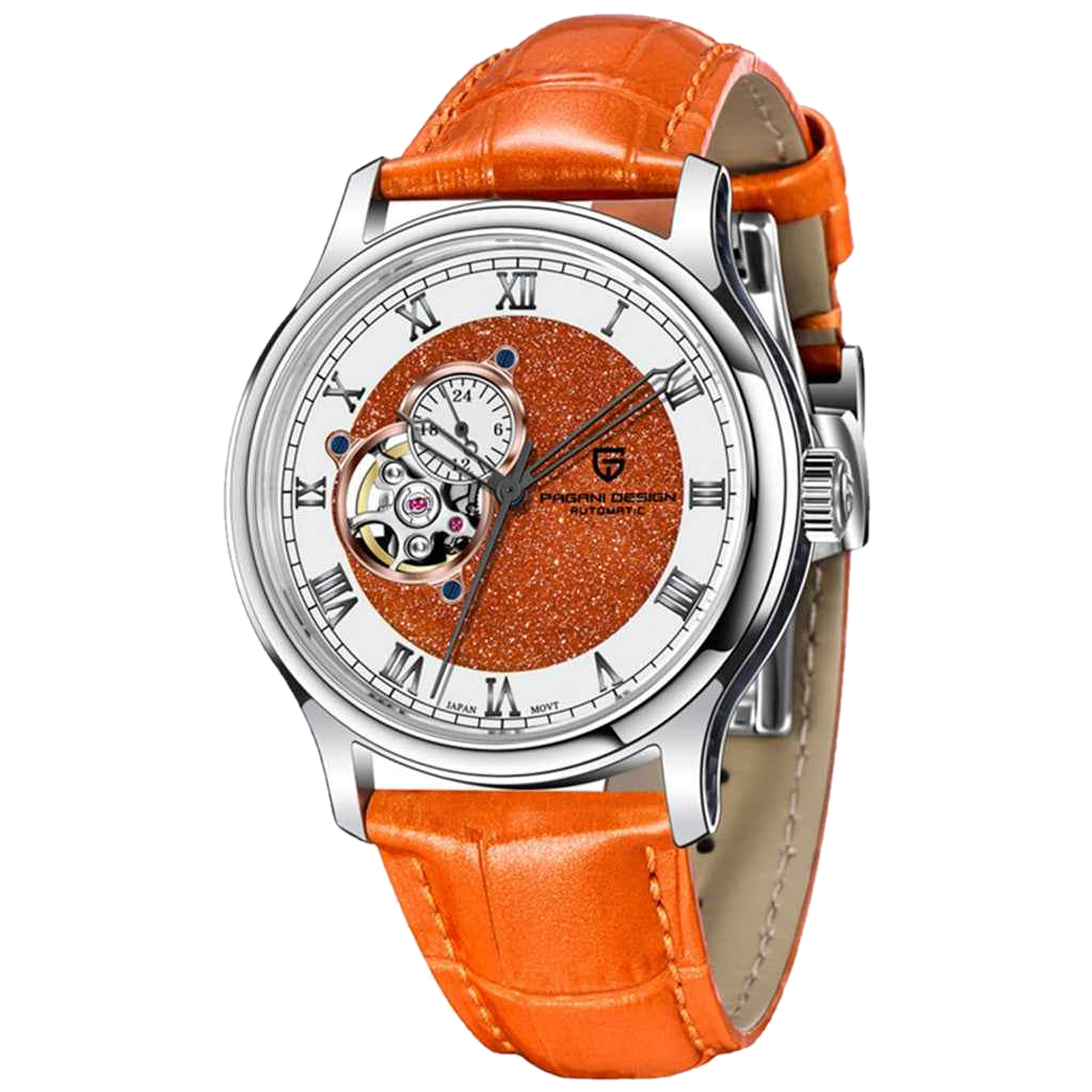 PGN Design Strasbourg Orange steel watch - caseback