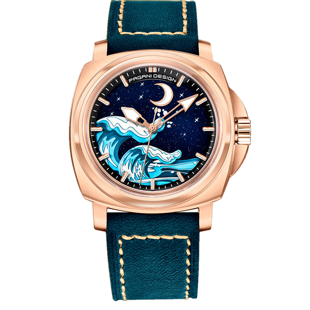 PGN Design Wave Gold Blue gold watch - product photo