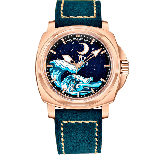 PGN Design Wave Gold Blue gold watch - product photo
