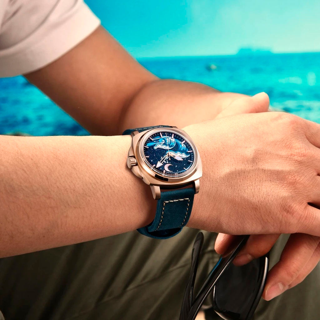 PGN Design Wave Gold Blue gold watch - product photo