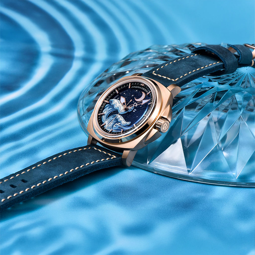 PGN Design Wave Gold Blue gold watch - product photo
