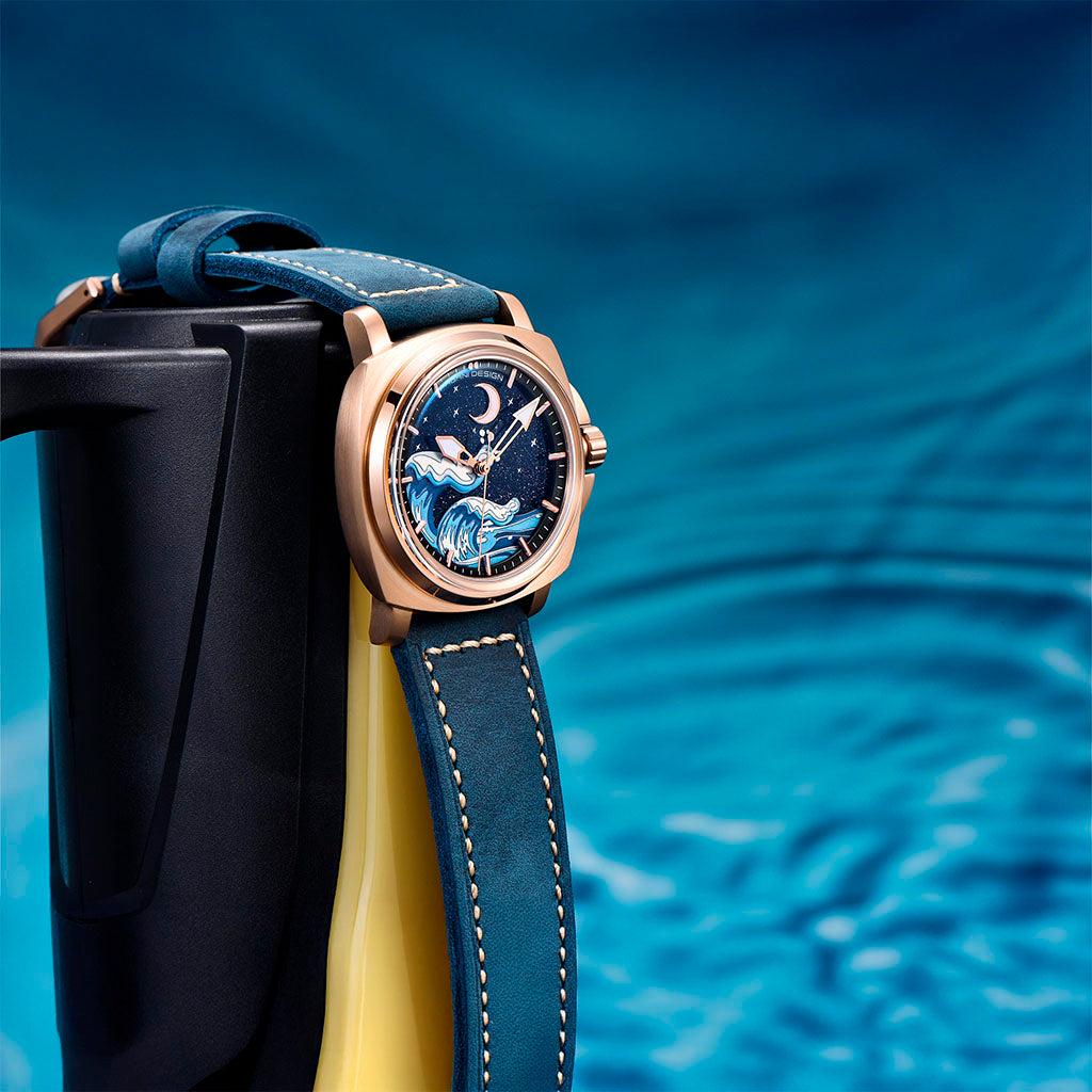 PGN Design Wave Gold Blue gold watch - product photo