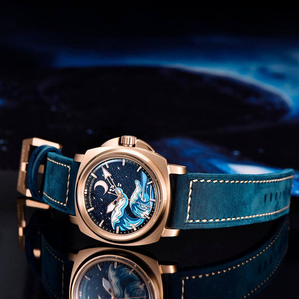 PGN Design Wave Gold Blue gold watch - product photo