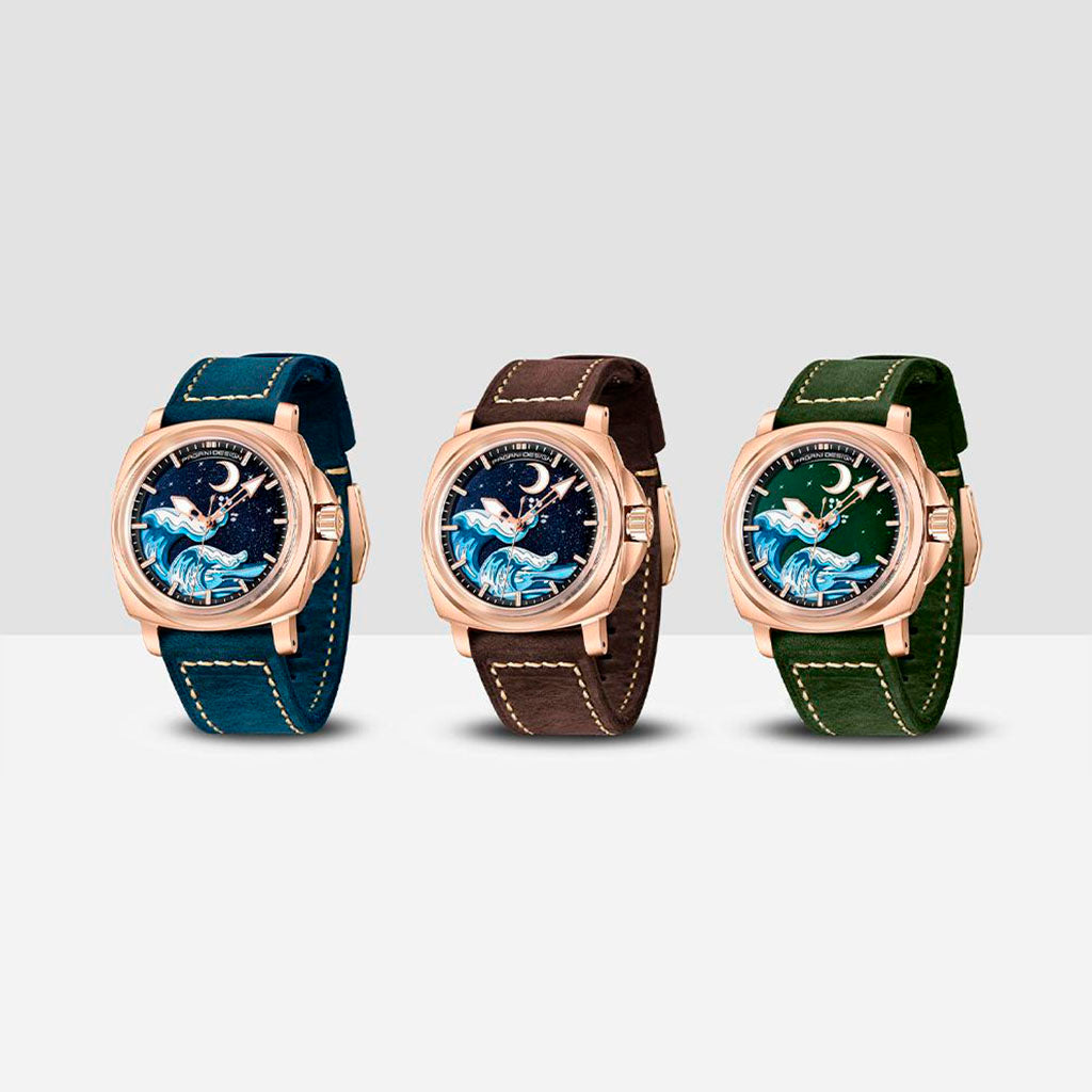 PGN Design Wave Gold Blue gold watch - product photo