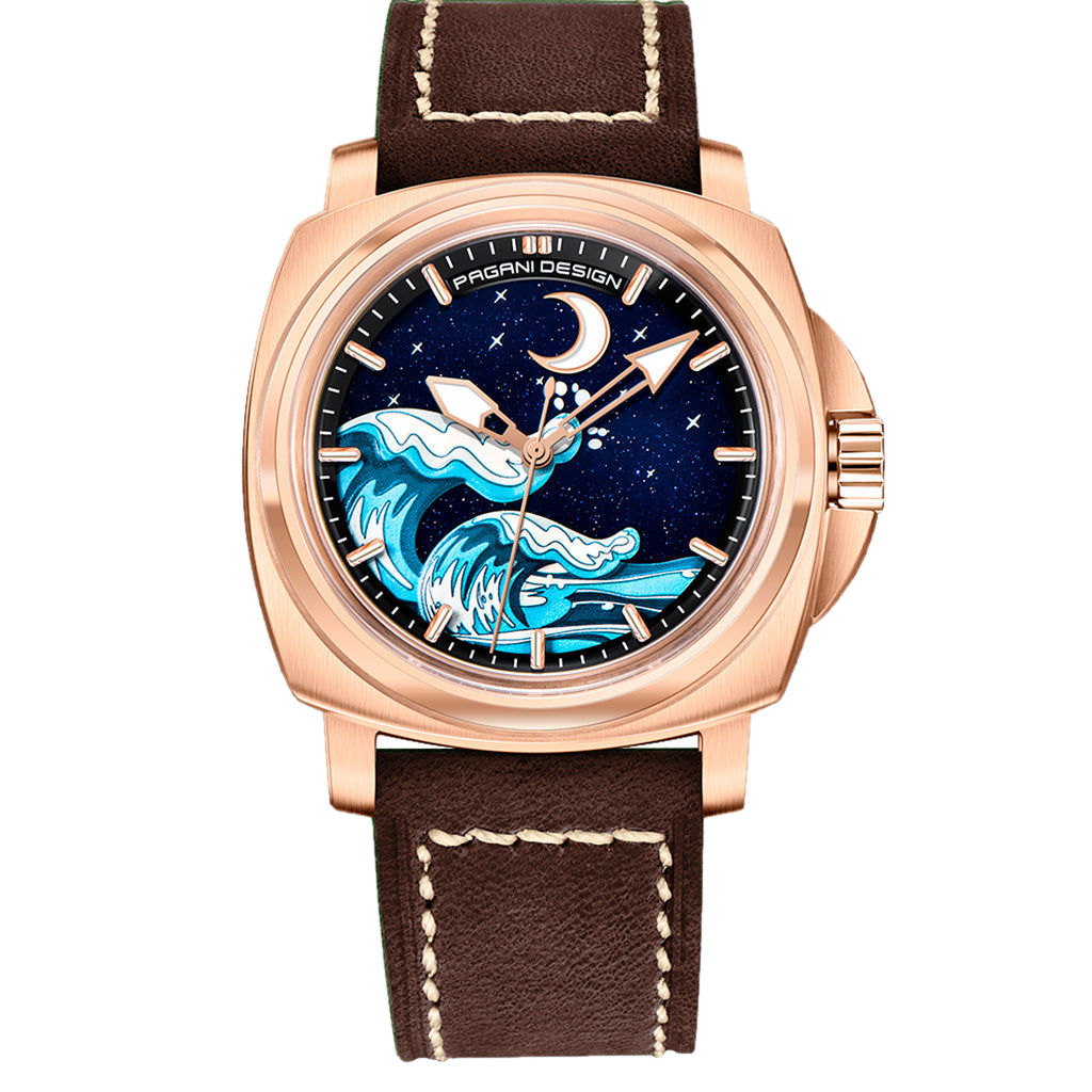 PGN Design Wave Gold Brown gold watch - product photo