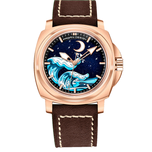 PGN Design Wave Gold Brown gold watch - product photo