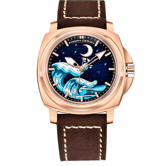 PGN Design Wave Gold Brown gold watch - product photo
