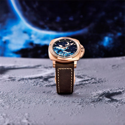 PGN Design Wave Gold Brown gold watch - product photo