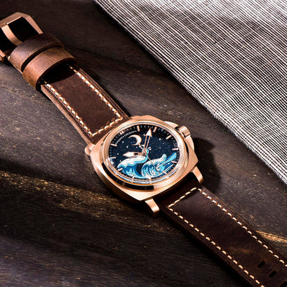 PGN Design Wave Gold Brown gold watch - product photo