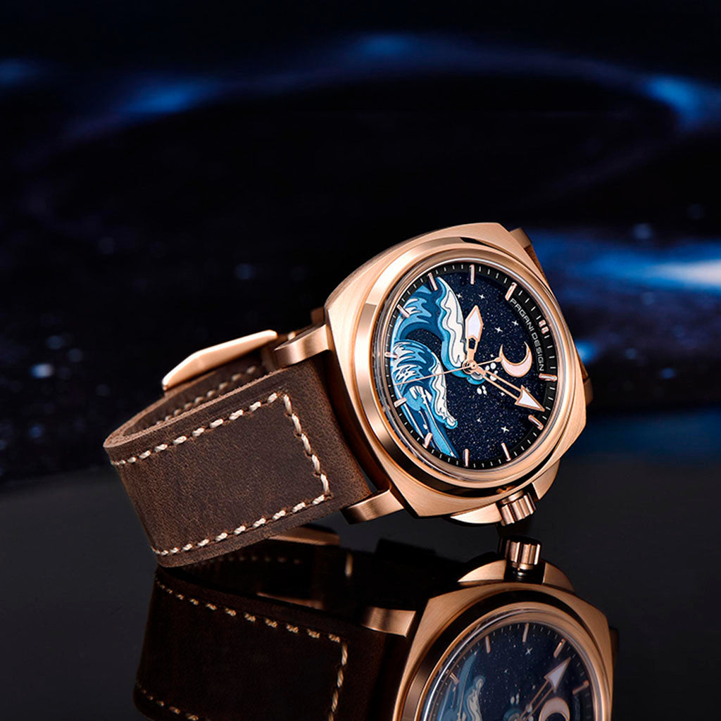 PGN Design Wave Gold Brown gold watch - product photo