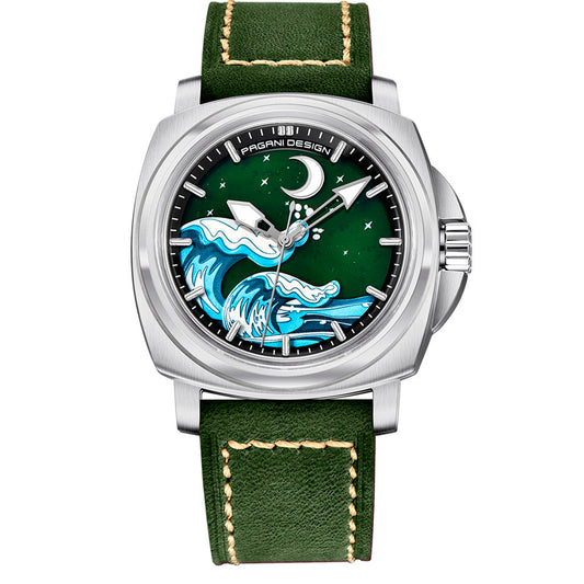 PGN Design Wave Silver Green silver watch - product photo