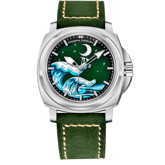 PGN Design Wave Silver Green silver watch - product photo