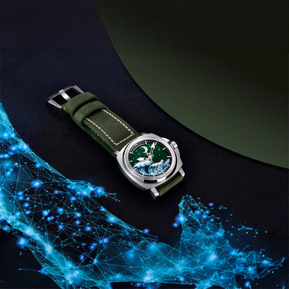PGN Design Wave Silver Green silver watch - product photo