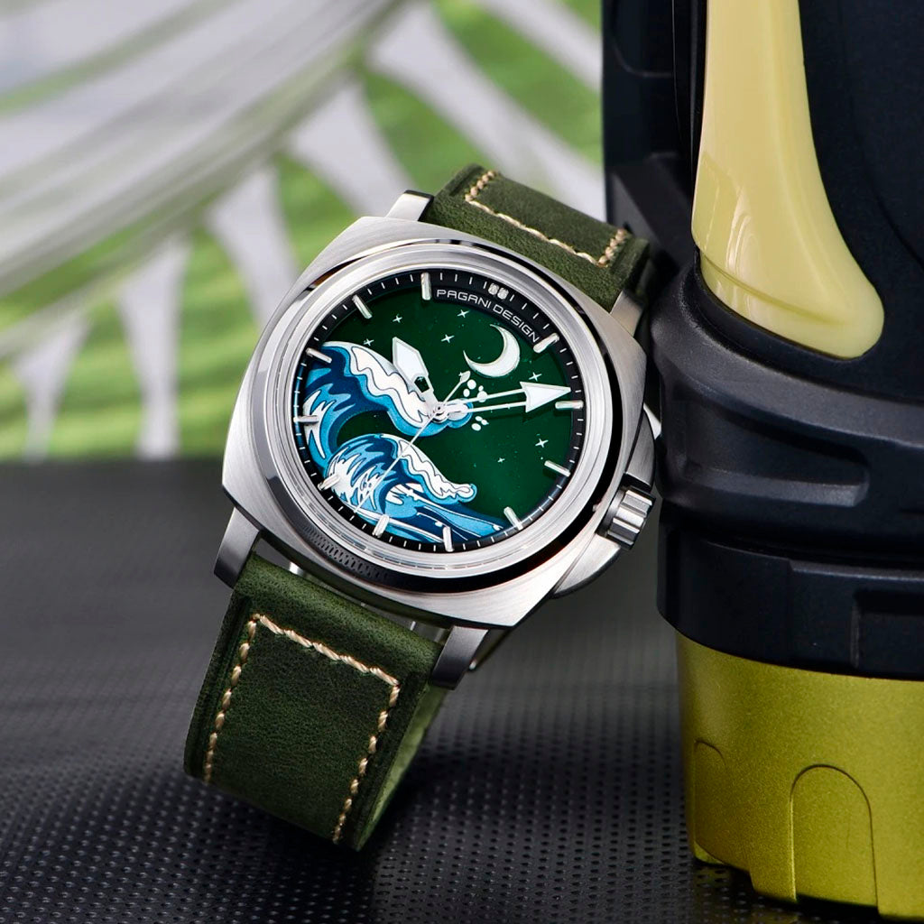 PGN Design Wave Silver Green silver watch - product photo