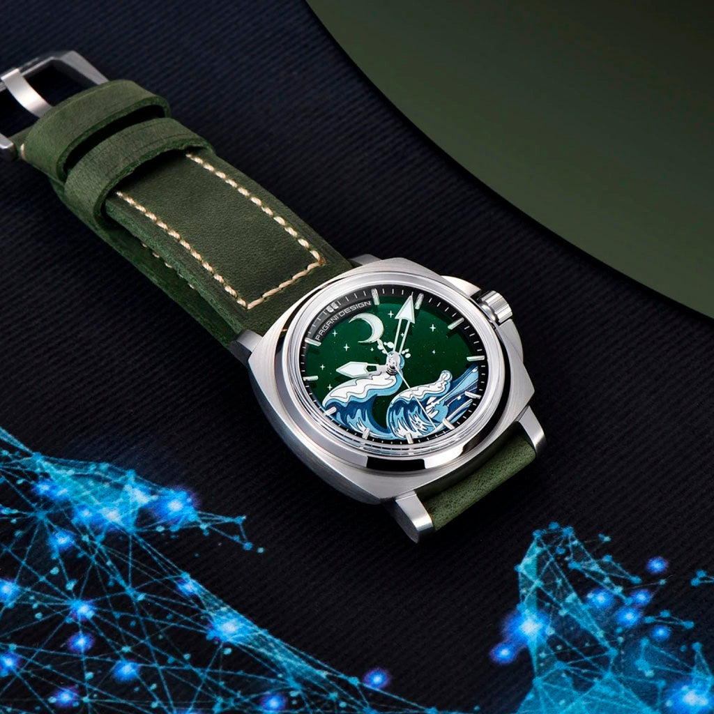 PGN Design Wave Silver Green silver watch - product photo