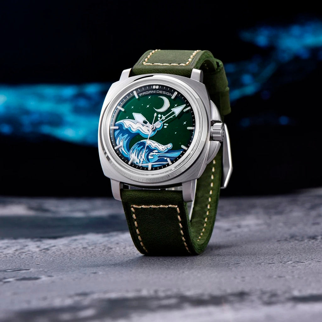 PGN Design Wave Silver Green silver watch - product photo
